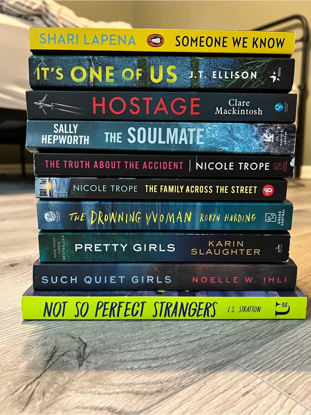 Stack of thriller books